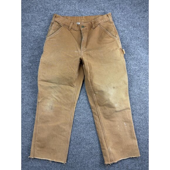 Carhartt Pants Mens 31x30 Brown Duck Work Dungaree B11 Carpenter Hammer Loop - Picture 1 of 7
